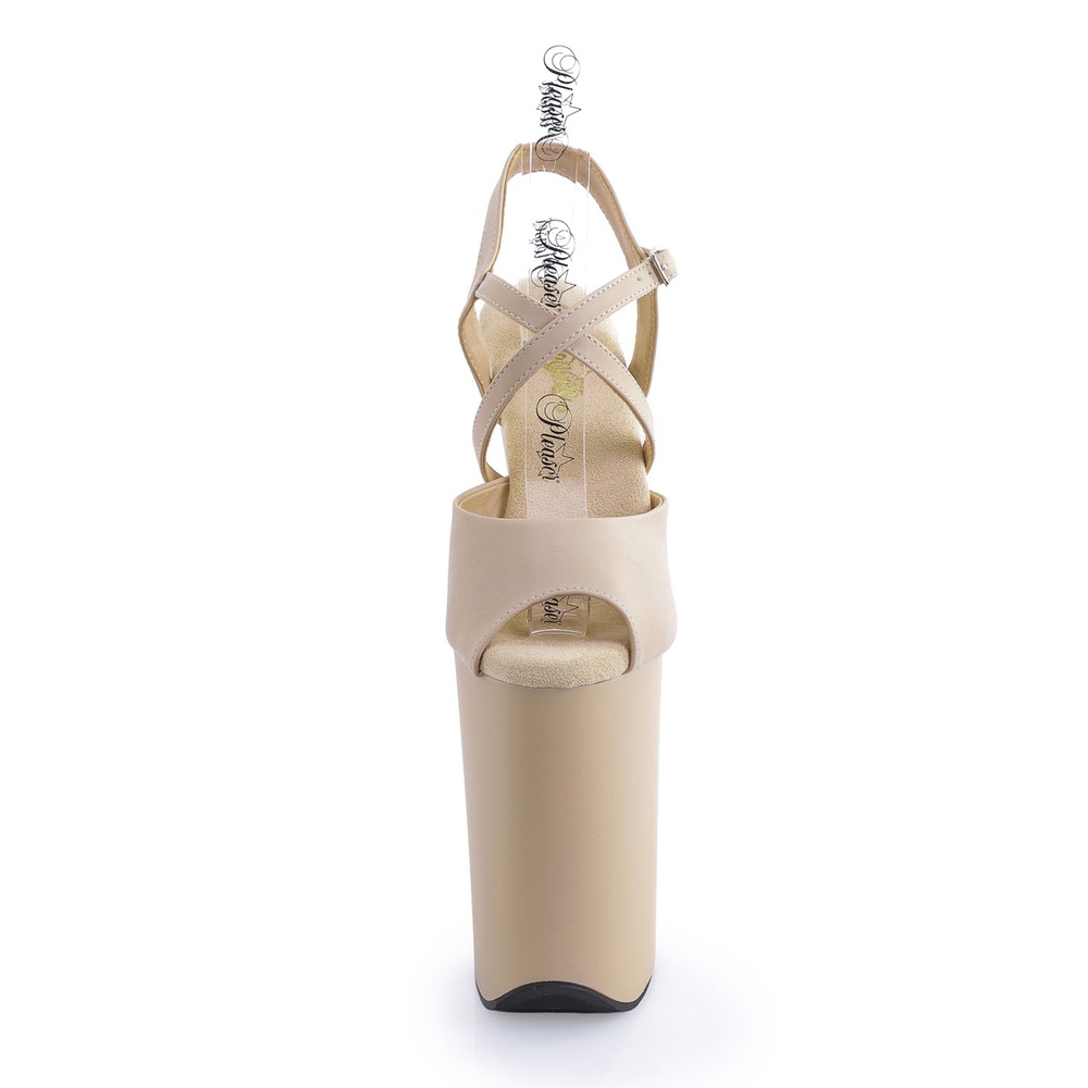 Pleaser - INFINITY924 Sandale à bride à la cheville, Pole dance chaussures - Beige